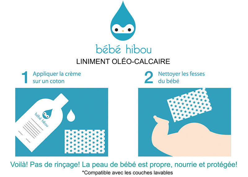 Liniment oléo-calcaire bio pour change bébé, Bébé hibou, 473 ml