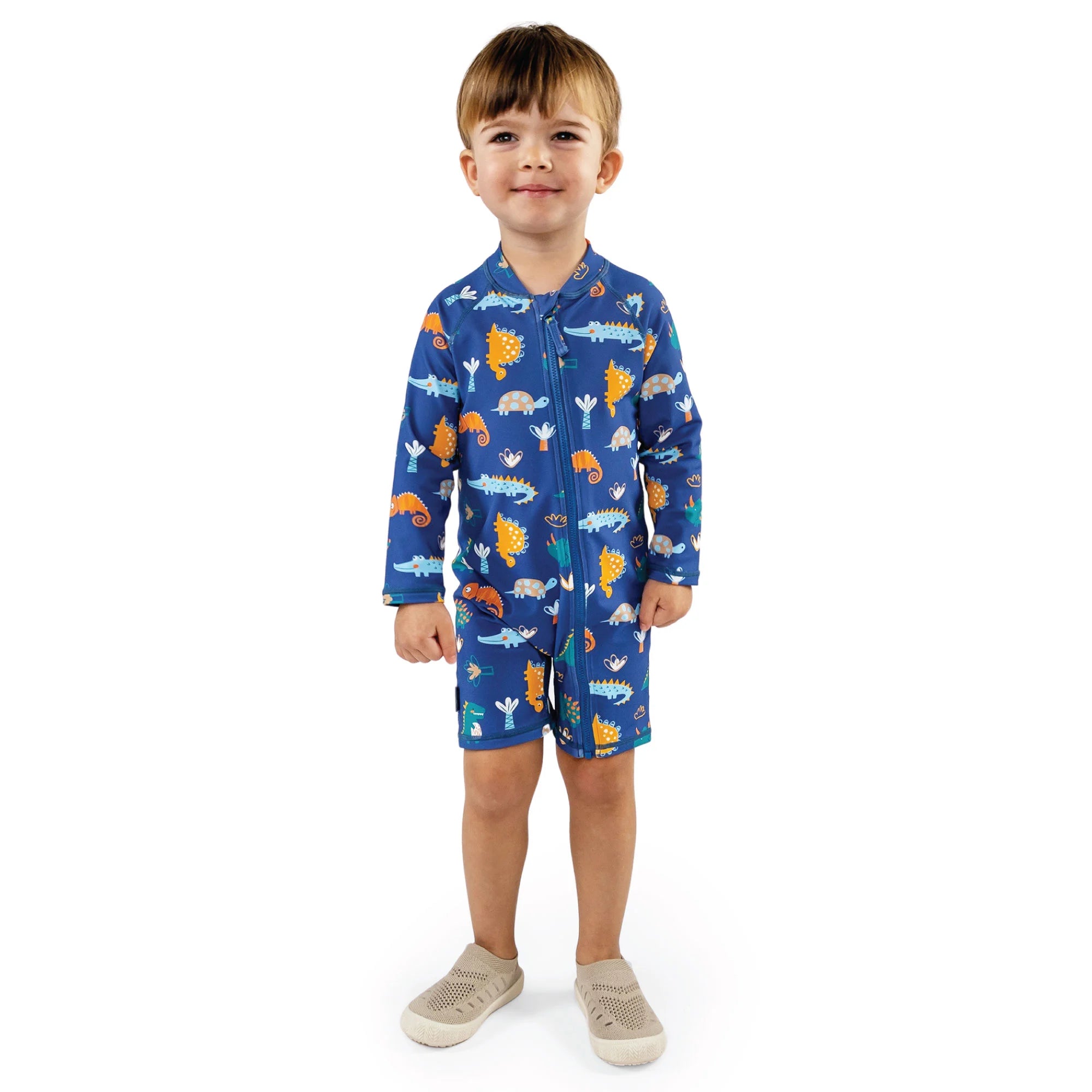 HodJIU Maillot De Bain Bébé Garçon Anti-UV Dinosaure Manches Courtes - Costume De Bain Protection Solaire