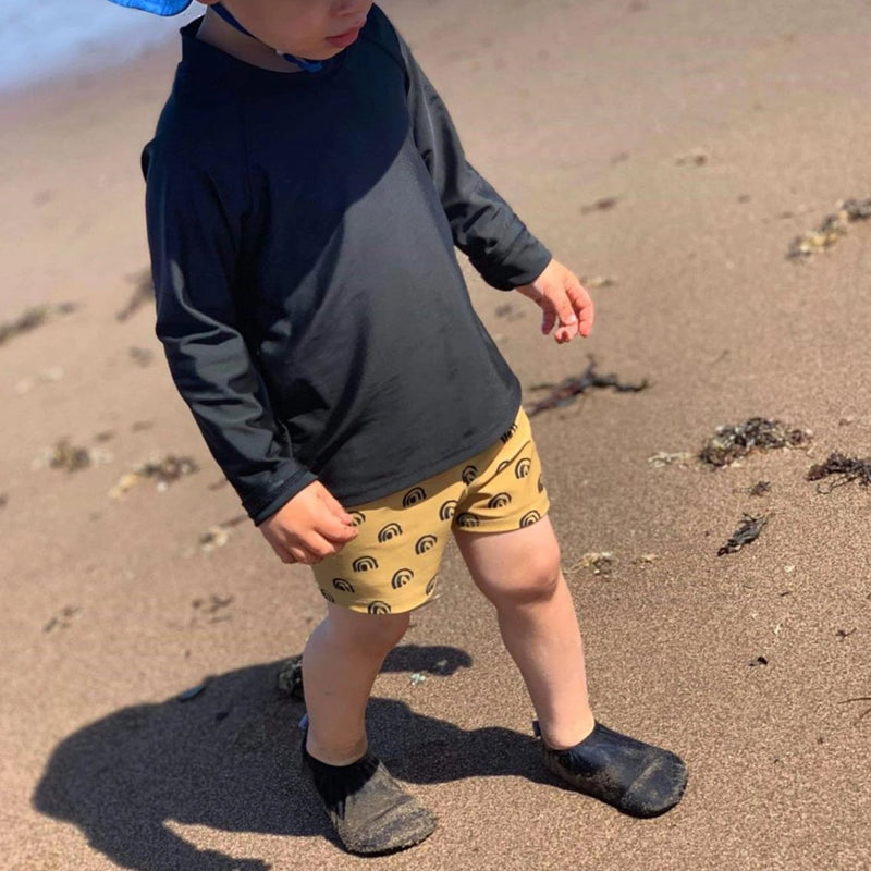 Protège-pieds chaussons bébé et enfants sable chaud baignade, Slipstop, Noir