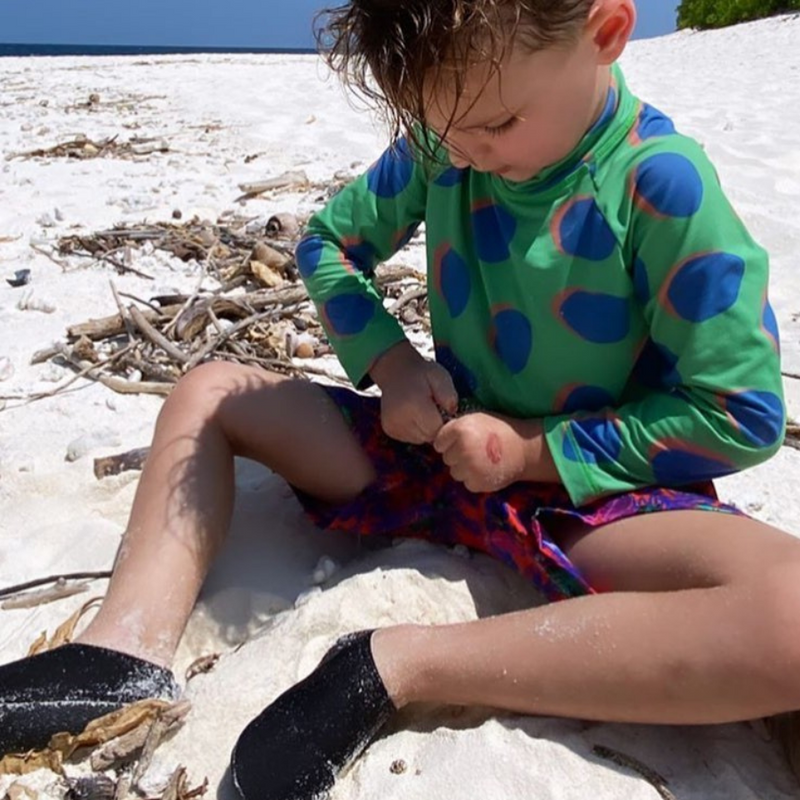 Protège-pieds chaussons bébé et enfants sable chaud baignade, Slipstop, Noir