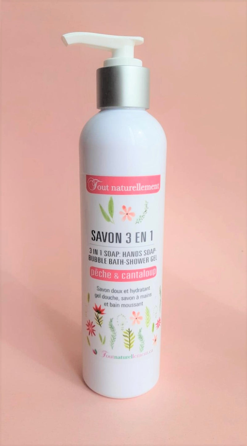 Savon liquide 3 en 1 – Savon à main – Gel douche – Bain moussant, Tout naturellement